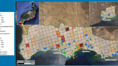 En amarillo la vivienda vacacional en Playa Blanca, Yaiza. Imagen: Informe del Observatorio Turístico