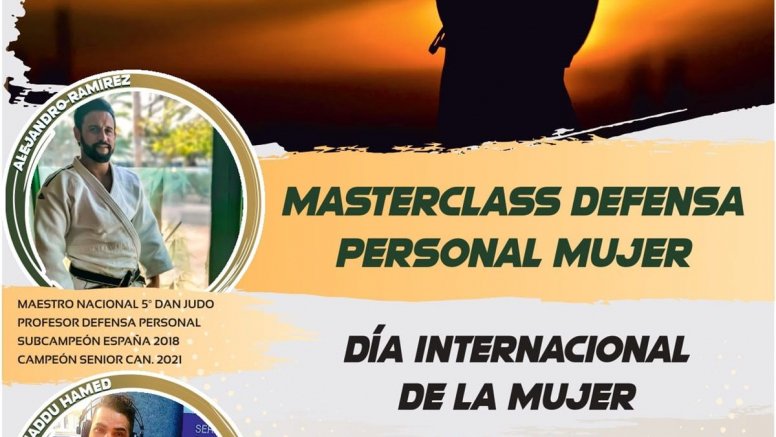 Cartel del masterclass defensa mujer en Costa Teguise