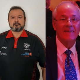 El entrenador del Magec Tías y guardia civil, Carmelo Alemán, y Santiago Torres