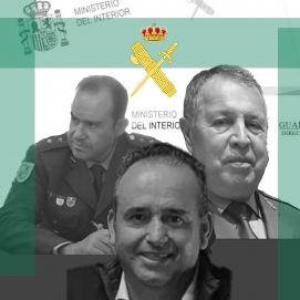 El empresario Ángel Ramón Tejera (c), el teniente coronel Carlos Alonso Rodríguez (i) y teniente general de la Guardia Civil Pedro Vázquez Jarava (d)