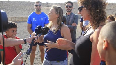 Protesta por la falta de una cancha deportiva en Argana Alta (Fotos: Juan Mateos)
