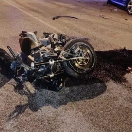 La motocicleta en la que murió el accidentado