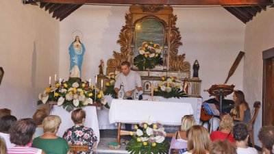 Procesión del Sagrado Corazón de María en Famara (Fotos: La Voz)