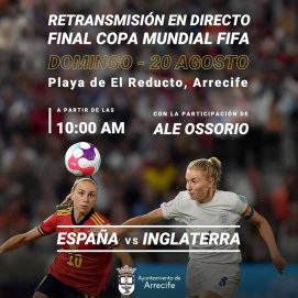 Cartel de la final del mundial de fútbol femenino que se podrá disfrutar en las Fiestas de San Ginés este domingo.