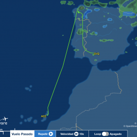 La ruta realizada por el avión de Ryanair que terminó aterrizando en Sevilla. Foto: FlightAware.
