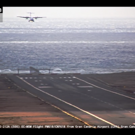Aterrizaje fallido de un vuelo en el Aeropuerto César Manrique. Foto: LanzaroteWebcam.