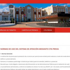 Portada de la sede electrónica del Cabildo de Lanzarote