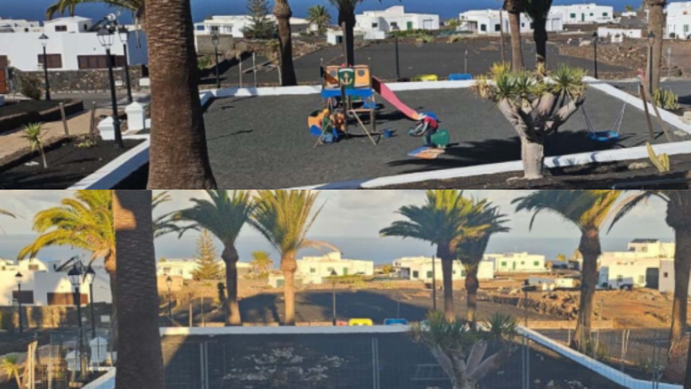 El antes y el después del parque infantil