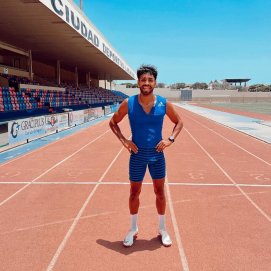 El atleta lanzaroteño durante su preparación física