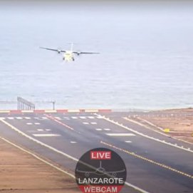 Aterrizaje frustrado de un avión en Lanzarote
