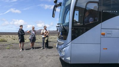 La prueba piloto de lanzaderas en el Volcán del Cuervo y Caldera Blanca. Foto: Juan Mateos.