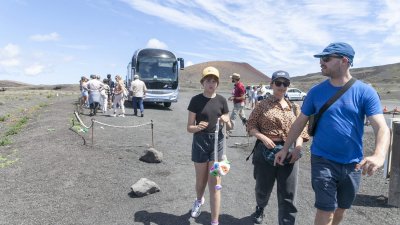 La prueba piloto de lanzaderas en el Volcán del Cuervo y Caldera Blanca. Foto: Juan Mateos.