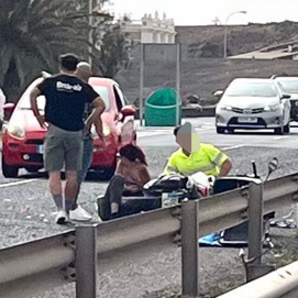 Accidente en la entrada de Arrecife (Fotos: La Voz)