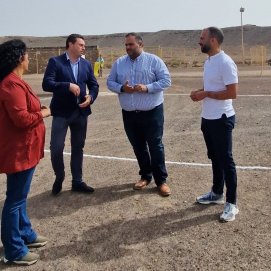 Samuel Martín, Óscar Noda, Daniel Medina y Agueda Cedrés en el Área de Acampada de Papagayo