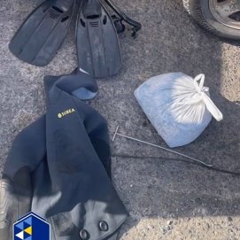 El material de pesca requisado al detenido en Arrecife (Vía: Policía Local)