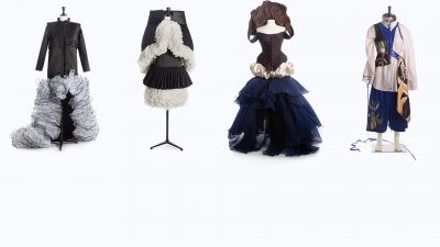 Algunos de los diseños de trajes regionales expuestos en Madrid
