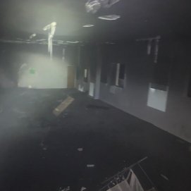 Una de las estancias del albergue de La Santa después de un incendio