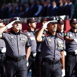 La Policía Canaria este 12 de octubre en el desfile con motivo de la Fiesta Nacional (Foto: EFE)