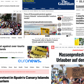Las manifestaciones canarias en contra del turismo masivo recorren la prensa internacional
