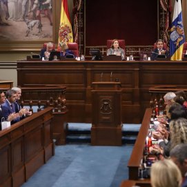 Los diputados durante un pleno en el Parlamento de Canarias