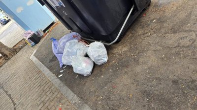Basura junto a los contenedores en Arrecife