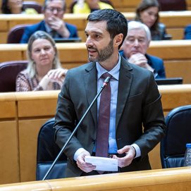 El ministro de Consumo, Pablo Bustinduy, durante una comparecencia en el Senado