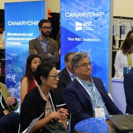 Espacio de Canarias durante la feria de semiconductores Semicon West en los Ángeles. I+D+i. Emprendimiento.