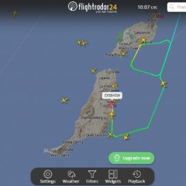 Vuelo procedente de Birmingham desviado este lunes a Fuerteventura. Foto: Flight Radar. 