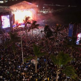 Sebastián Yatra durante su concierto en Arrecife por las fiestas de San Ginés.