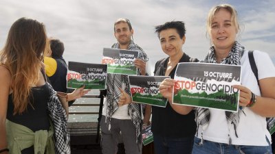 Concentración de UGT por Palestina en Lanzarote. Foto: Juan Mateos.