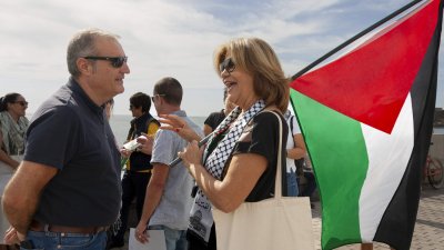 Concentración de UGT por Palestina en Lanzarote. Foto: Juan Mateos.