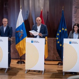 Rueda de prensa del portavoz del Gobierno de Canarias, Alfonso Cabello, para presentar las propuestas este viernes.