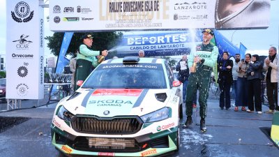 Alexey Lukyanyuk "vuela" con el Skoda en Lanzarote y gana su primer rallye del CCRA