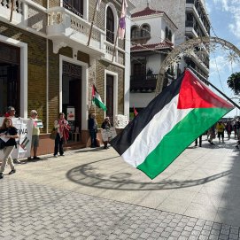 Manifestación en apoyo al pueblo palestino en Lanzarote.