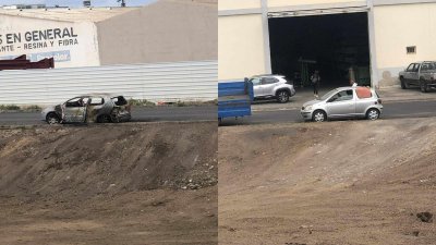 Coches abandonados en la zona de Los Mármoles, en Arrecife