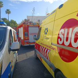 Ambulancia del SUC, Policía Local y bomberos