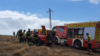 Simulacro de un accidente aéreo en Lanzarote. Fotos: 112 Canarias.