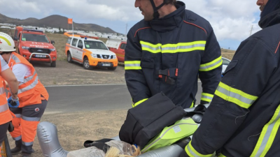 Simulacro de un accidente aéreo en Lanzarote. Fotos: 112 Canarias.