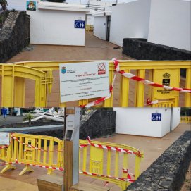 Los baños de Costa Teguise cerrados al público por la "emergencia hídrica". 