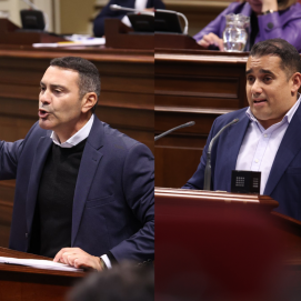 Oswaldo Betancort y Yoné Caraballo durante el debate por el Museo del Mar de Arrecife