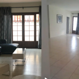 Antes y después del robo en el salón de la vivienda de Playa Blanca