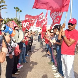Trabajadores de un hotel de Lanzarote durante una huelga organizada por CCOO. Imagen de archivo.