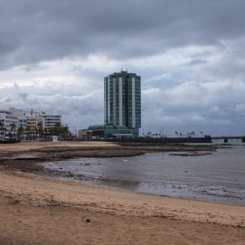 Cielos nublados por el paso de la tormenta en Lanzarote. Foto: Andrea Domínguez.