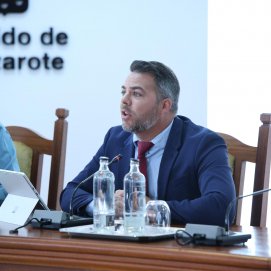 El consejero Jacobo Medina en el pleno del Cabildo de Lanzarote.