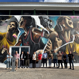 Mural realizado en el Pabellón de Tías por el artista canario Erik Air
