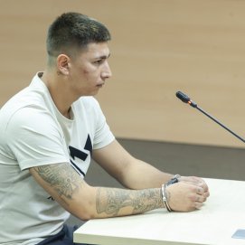 Vitorio C. durante la celebración del juicio oral por agresión sexual este miércoles en Arrecife. Foto: Juan Mateos.