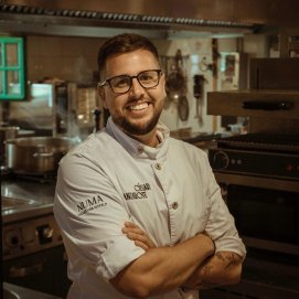 Santi Falcón en el restaurante del César Lanzarote.
