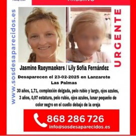 Piden colaboración para localizar a Jasmine Raeymaekers y su hija, desaparecidas en Lanzarote