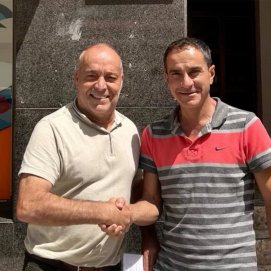Jerónimo Robayna (i) y Mame Fernández (d) este jueves tras la firma ante notario de la nueva formación. Foto: Cedida.