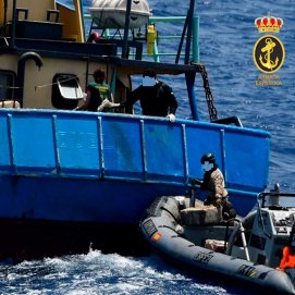 El barco 'Skywhite' que viajaba cargado de cocaína. Foto: Ministerio del Interior. 